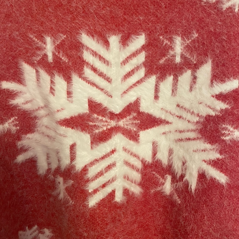 Cabincore Winter Red Snowflake Turtleneck Sweater Soft Cozy Size S/M Oversized - Picture 2 of 8